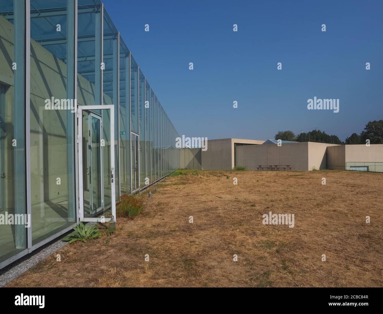 Interessante moderne Architektur an der Raketenstation Rakenstation Hombroich, hier ein Gebäude der Langen-Stiftung Stockfoto