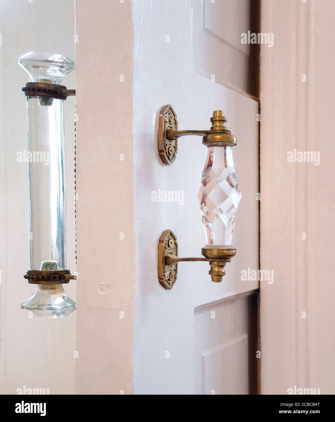 Tasche Tür mit Glas Türgriffe Stockfoto