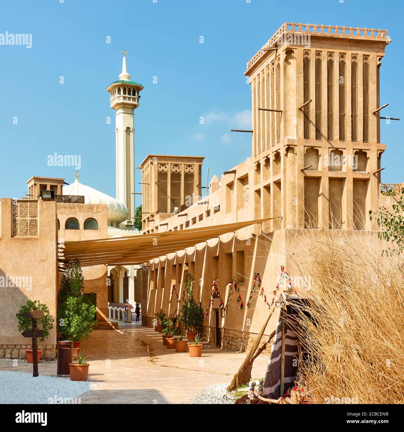 Straße im Al Fahidi Viertel in Old Dubai, Vereinigte Arabische Emirate (VAE) Stockfoto