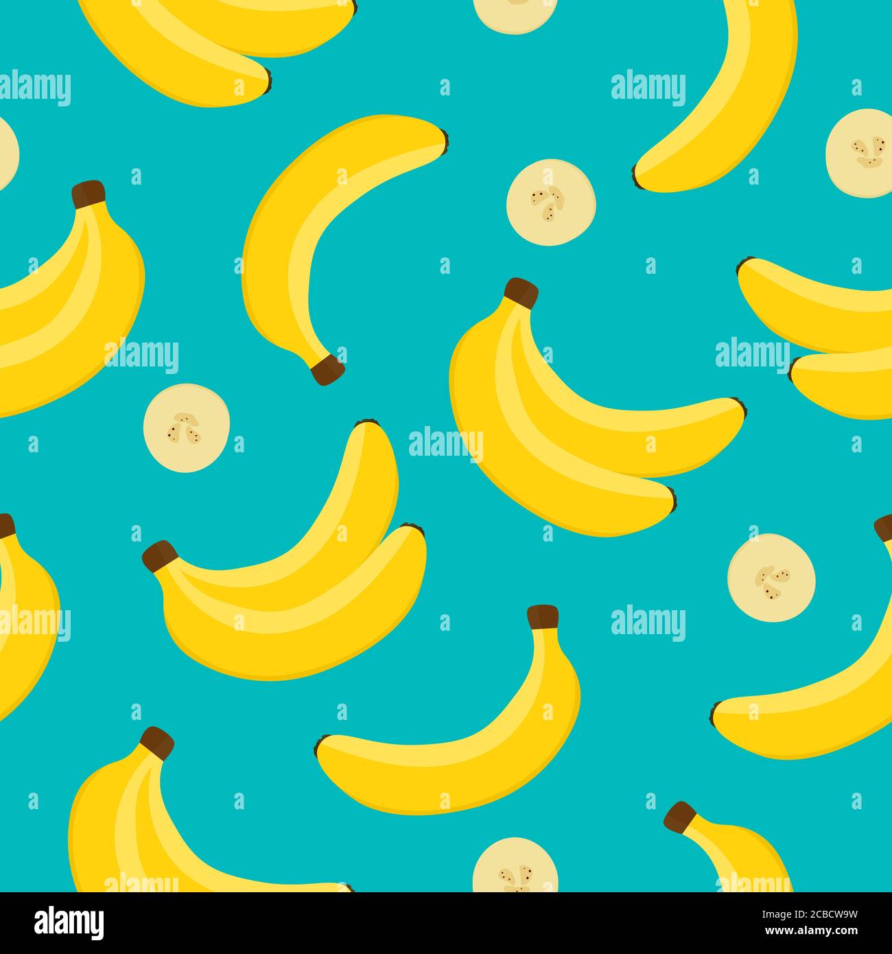 Bananenhintergrund. Gelbe Bananenmuster Vektor-Illustration. Stock Vektor