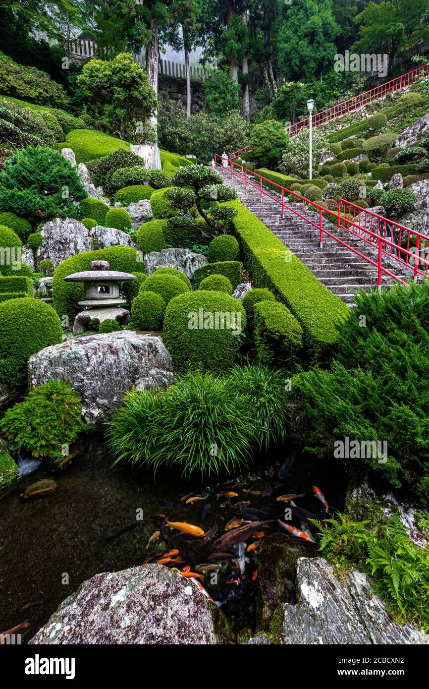 Vertikaler Garten bei Konomineji - Tempel 27 Konomineji ist ein langer Tagesweg - ungefähr 28 Kilometer - vom vorhergehenden Tempel, Kongochoji aufgestellt. Konom Stockfoto