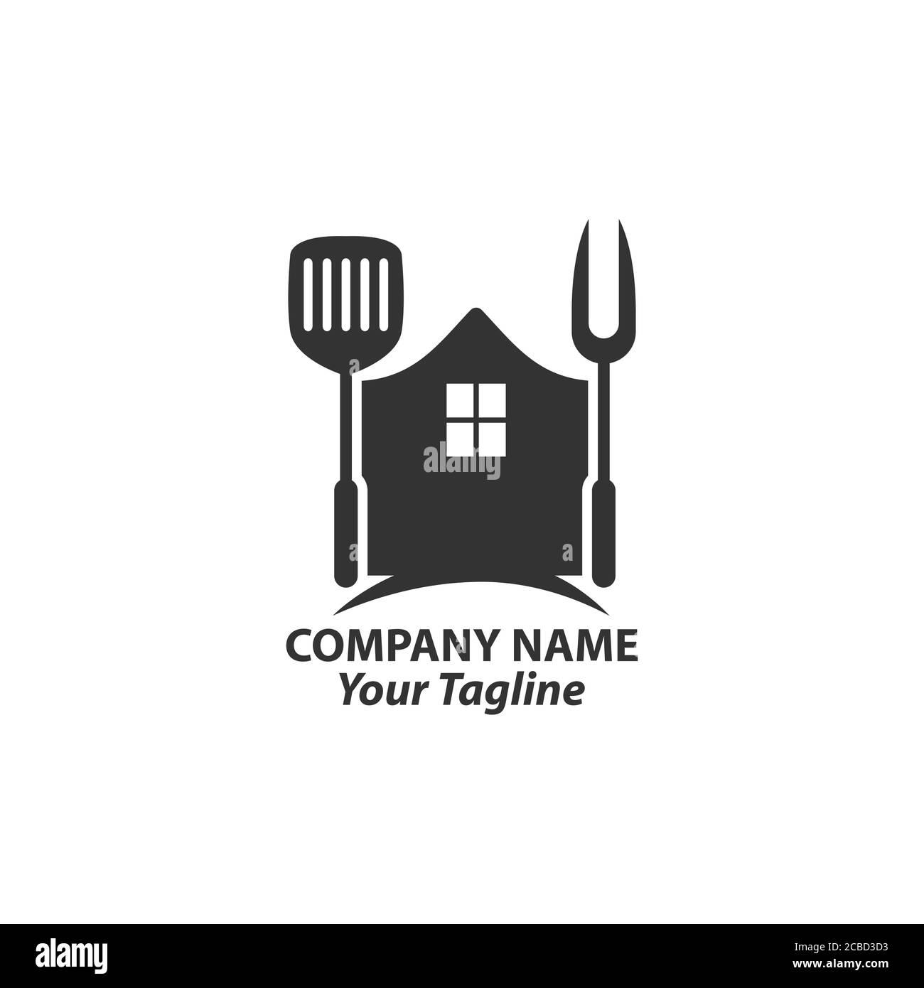 Kochen zu Hause Logo-Design, denn jetzt müssen alle zu Hause bleiben.EPS 10 Stock Vektor