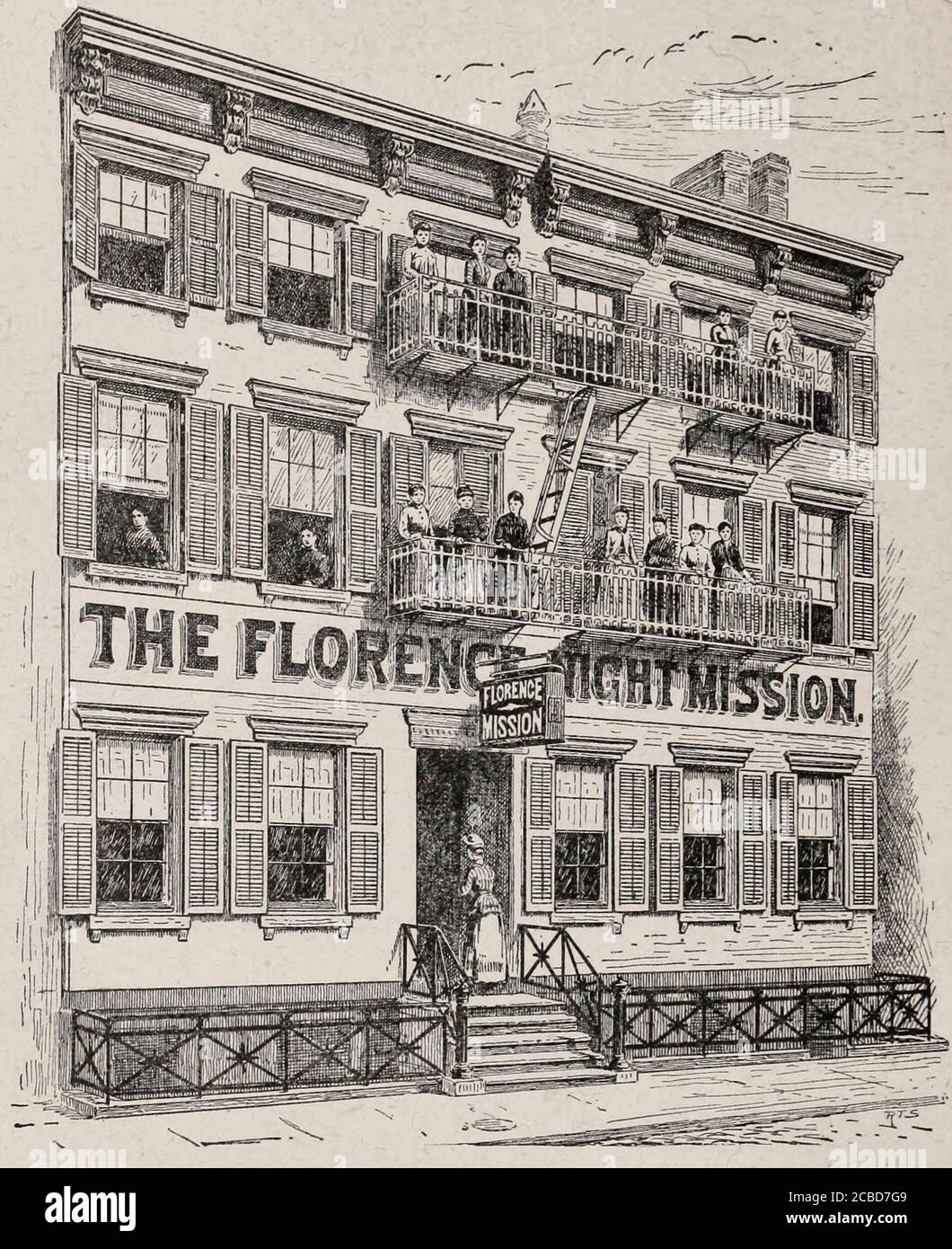 Das Florence Street Mission Building in New York City, um 1892 Stockfoto
