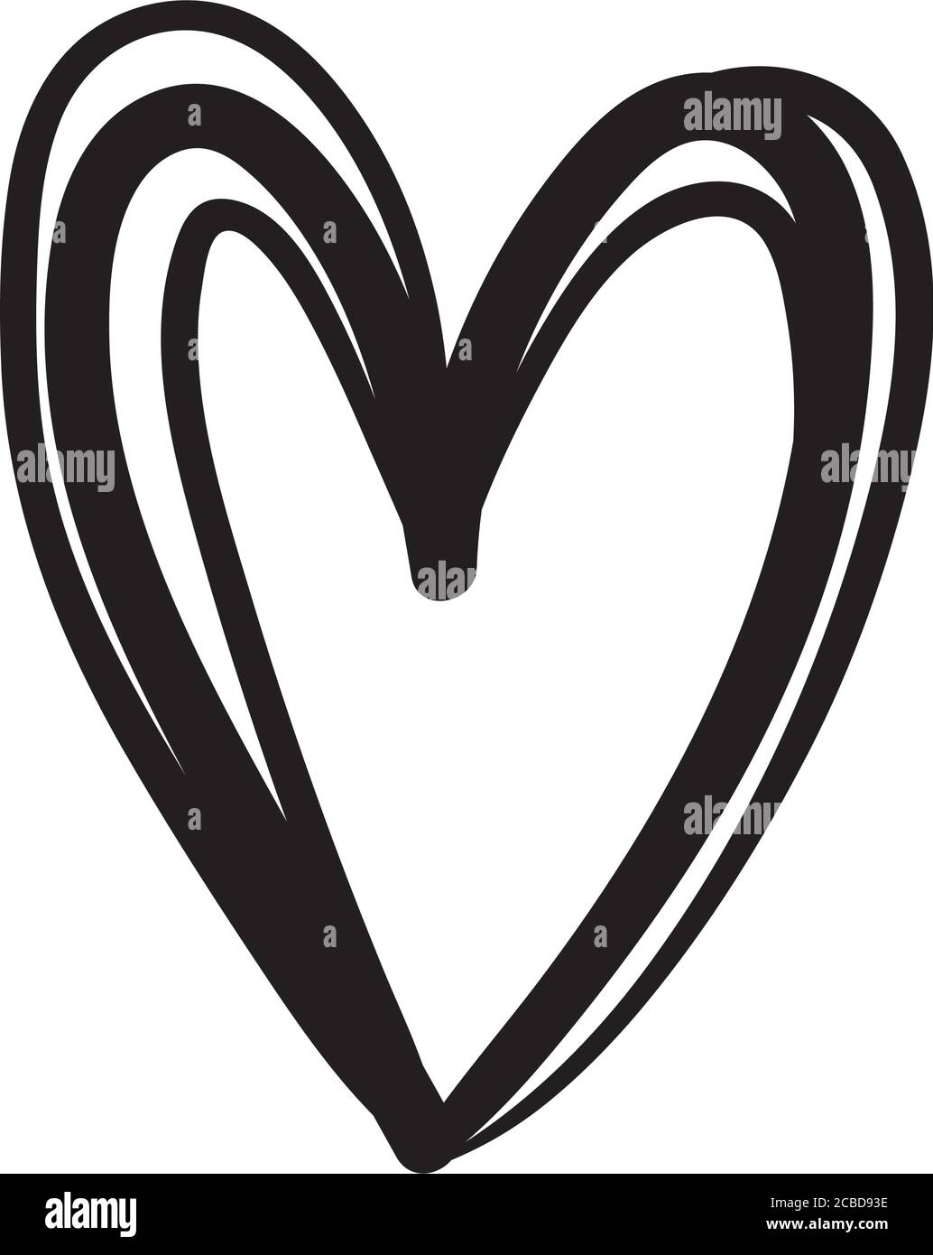 Herz Liebe Zeichnung Arbeit Kunst Stil Silhouette Symbol Vektor