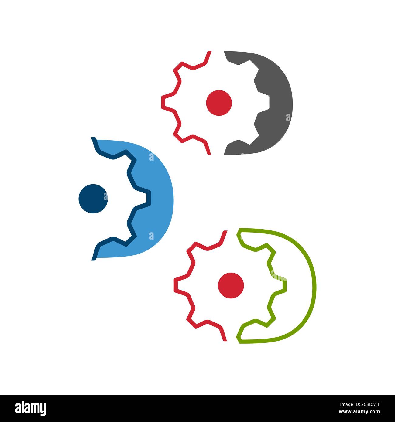 Kreative einfache Getriebe-Logo-Design. Getriebe und Zahnräder Vektor. Zeichen der Maschine Arbeit Design moderne Industrie Unternehmen Logo Symbol Illustration Stock Vektor