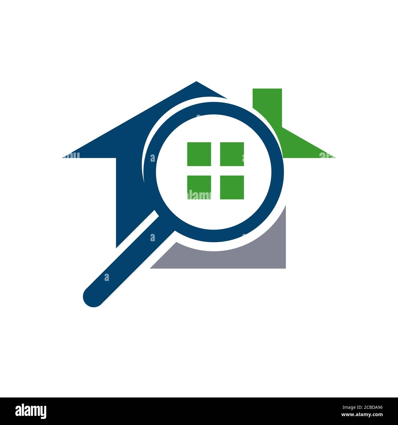 Logo „Find Home“. Suche Eigenschaft Logo Symbol mit Vergrößerungsglas Symbol, Grafik-Design-Illustrationen Stock Vektor