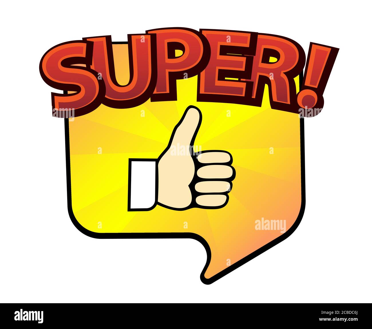 Comic Lettering Super. Comic Sprechblase mit emotionalem Text Super. Vektor helle dynamische Cartoon-Illustration im Retro-Pop Art-Stil isoliert auf Stock Vektor