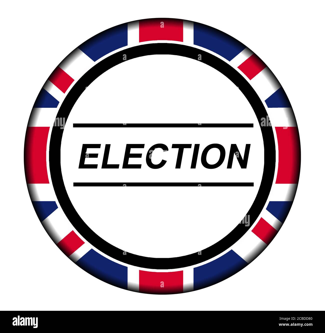 Schaltfläche "Wahlen in Großbritannien" Stockfoto
