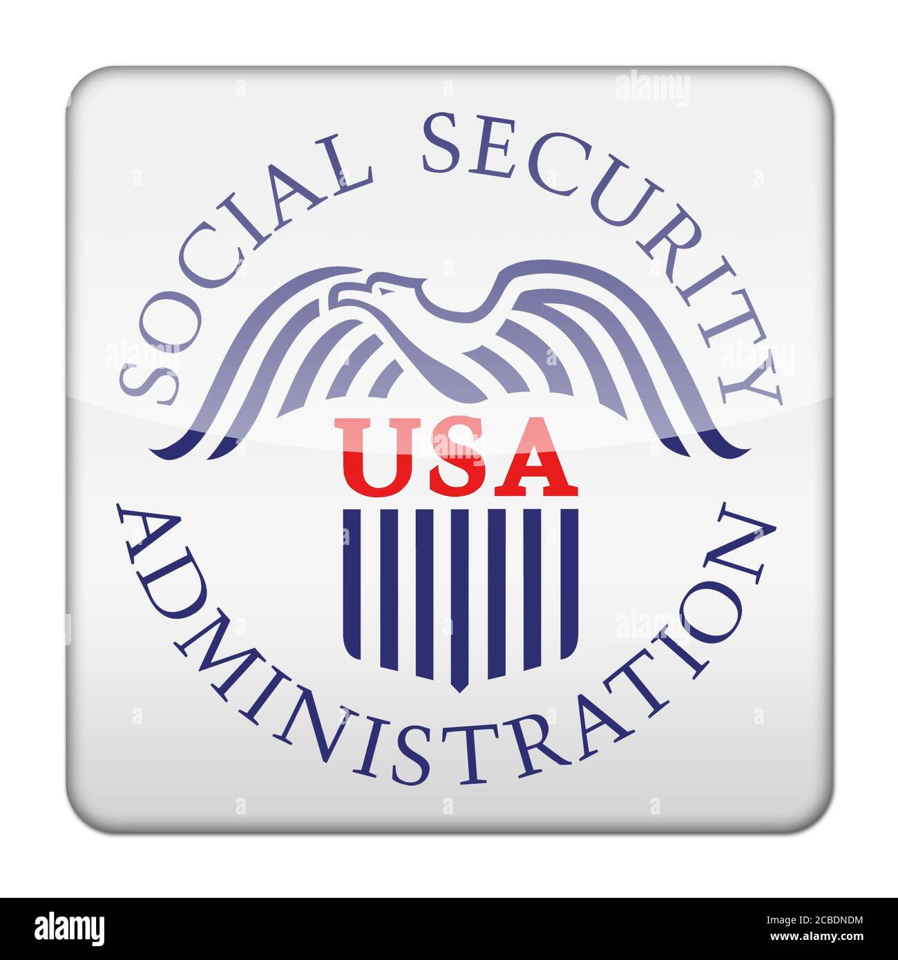 Soziale Sicherheit Symbolschaltfläche Logo isolierte app Stockfoto