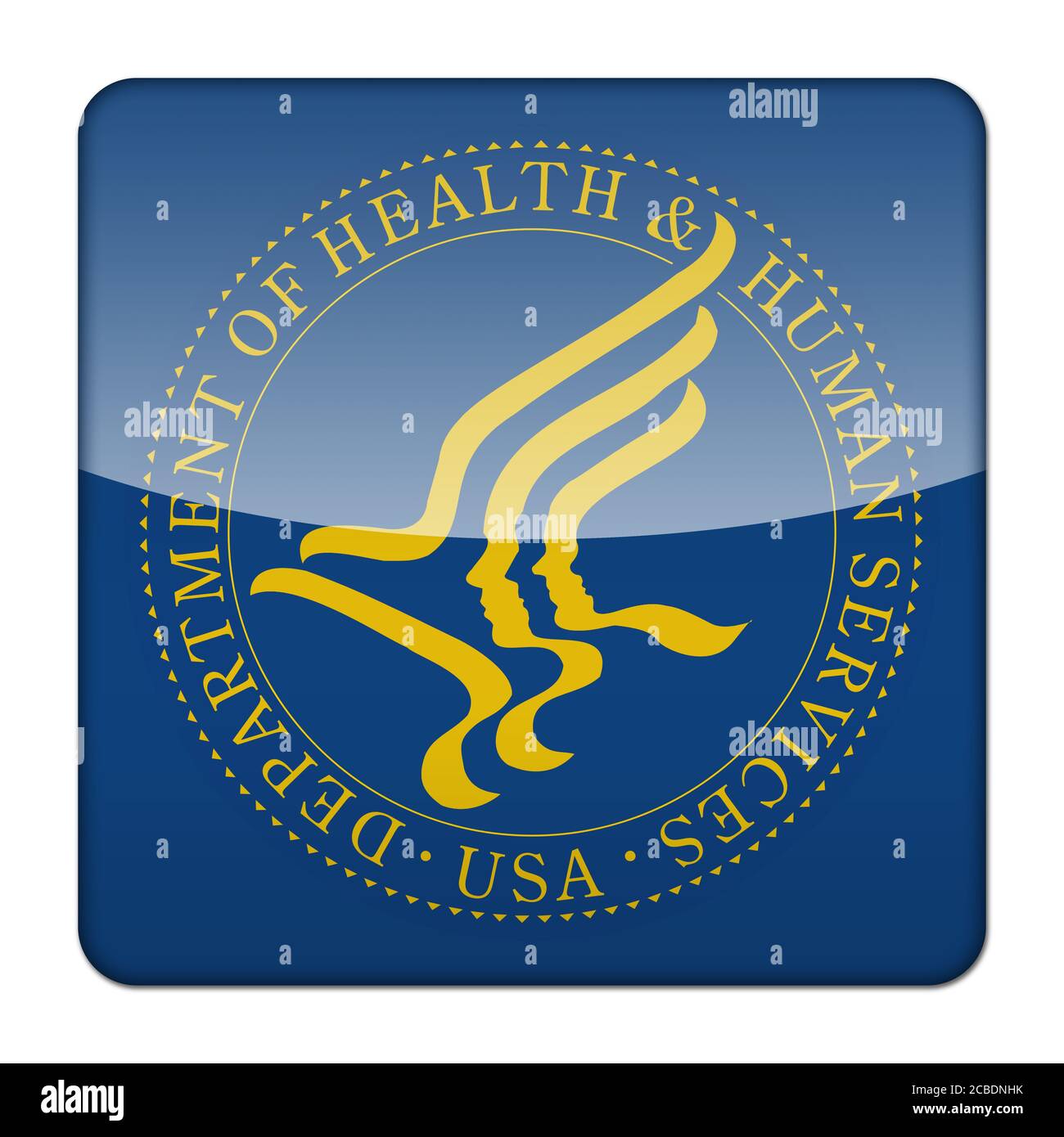 United States Department of Health And Human Services Symbolschaltfläche Logo isolierte app Stockfoto
