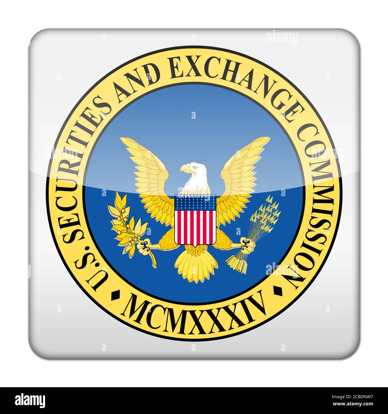 US Securities And Exchange Commission Symbolschaltfläche Logo isolierte app Stockfoto