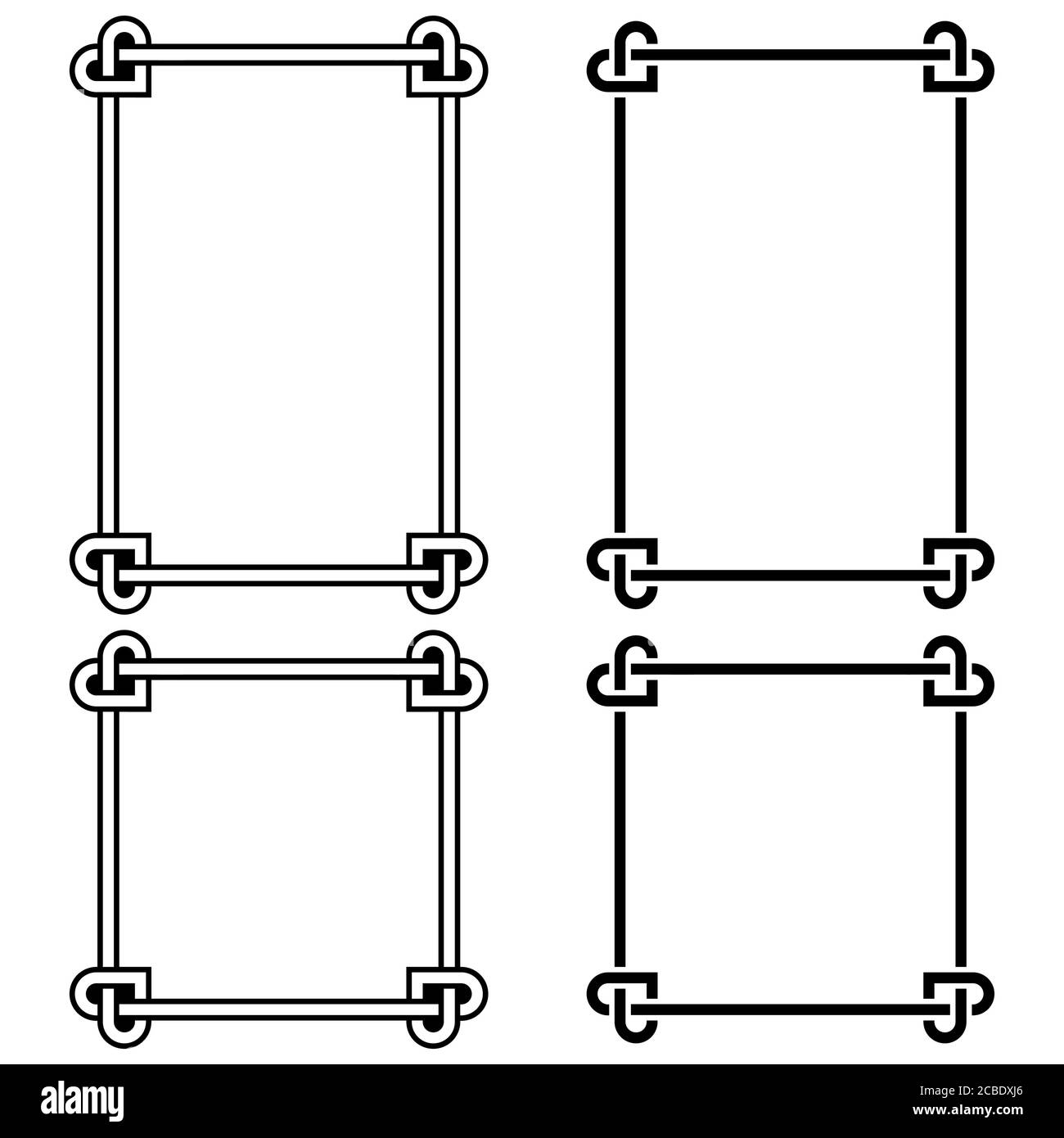 Irish Celtic Vektor-Rahmen mit Herzen gesetzt - quadratische und rechteckige Grenze 5x7-Format - perfekt für Grußkarte, Hochzeitseinladung Stock Vektor
