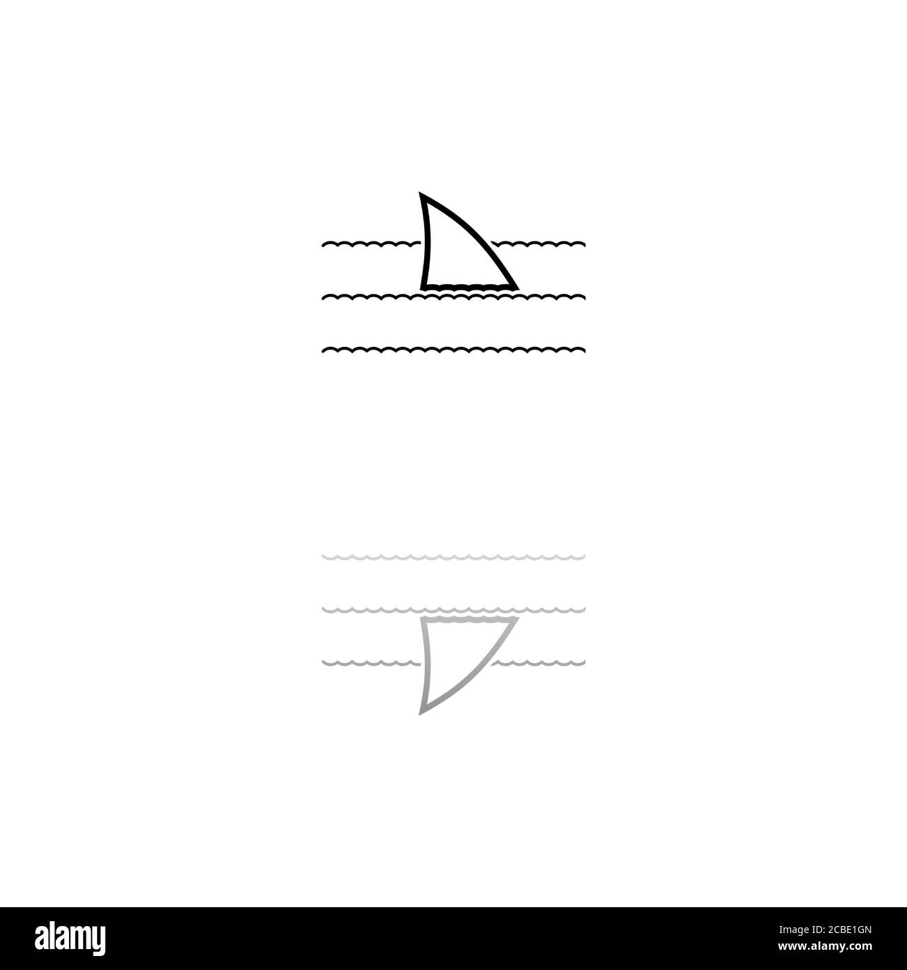 Haifischflosse. Schwarzes Symbol auf weißem Hintergrund. Einfache Illustration. Symbol Für Flachen Vektor. Spiegelungsschatten. Kann in Logo, Web, Mobile und UI verwendet werden Stock Vektor