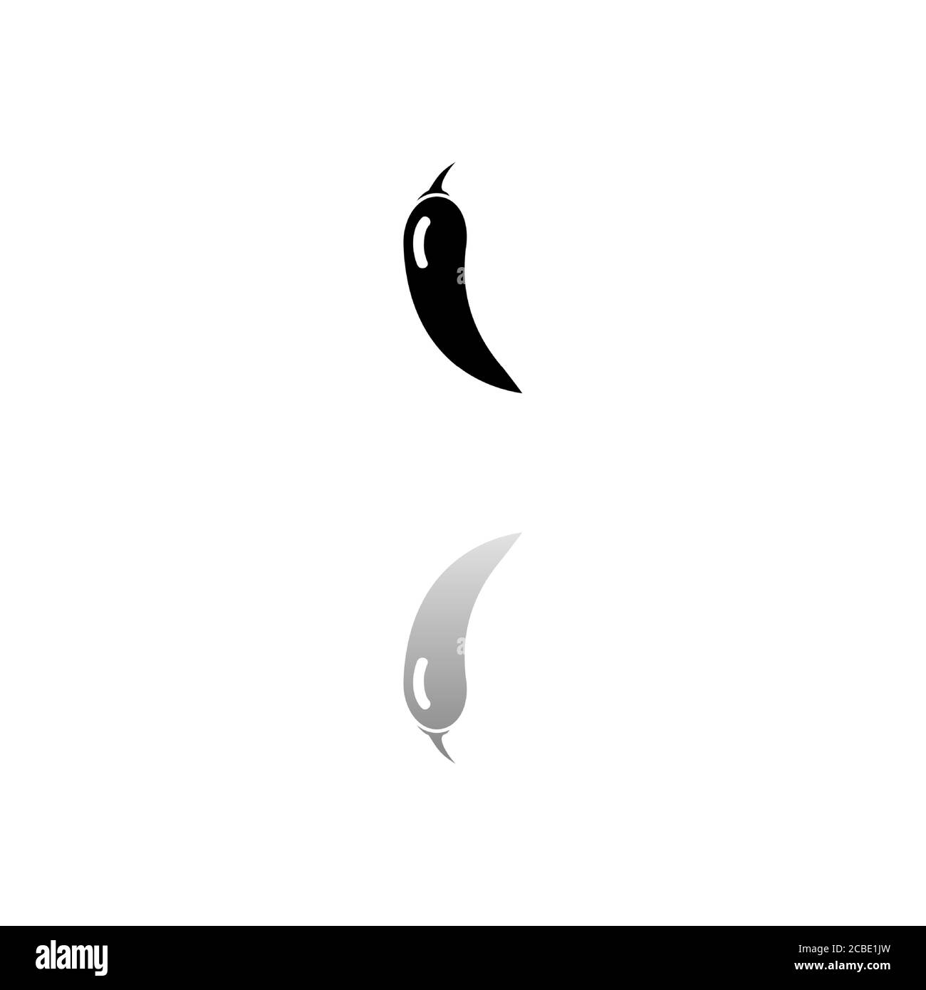 Chili. Schwarzes Symbol auf weißem Hintergrund. Einfache Illustration. Symbol Für Flachen Vektor. Spiegelungsschatten. Kann in Logo, Web, Mobile und verwendet werden Stock Vektor