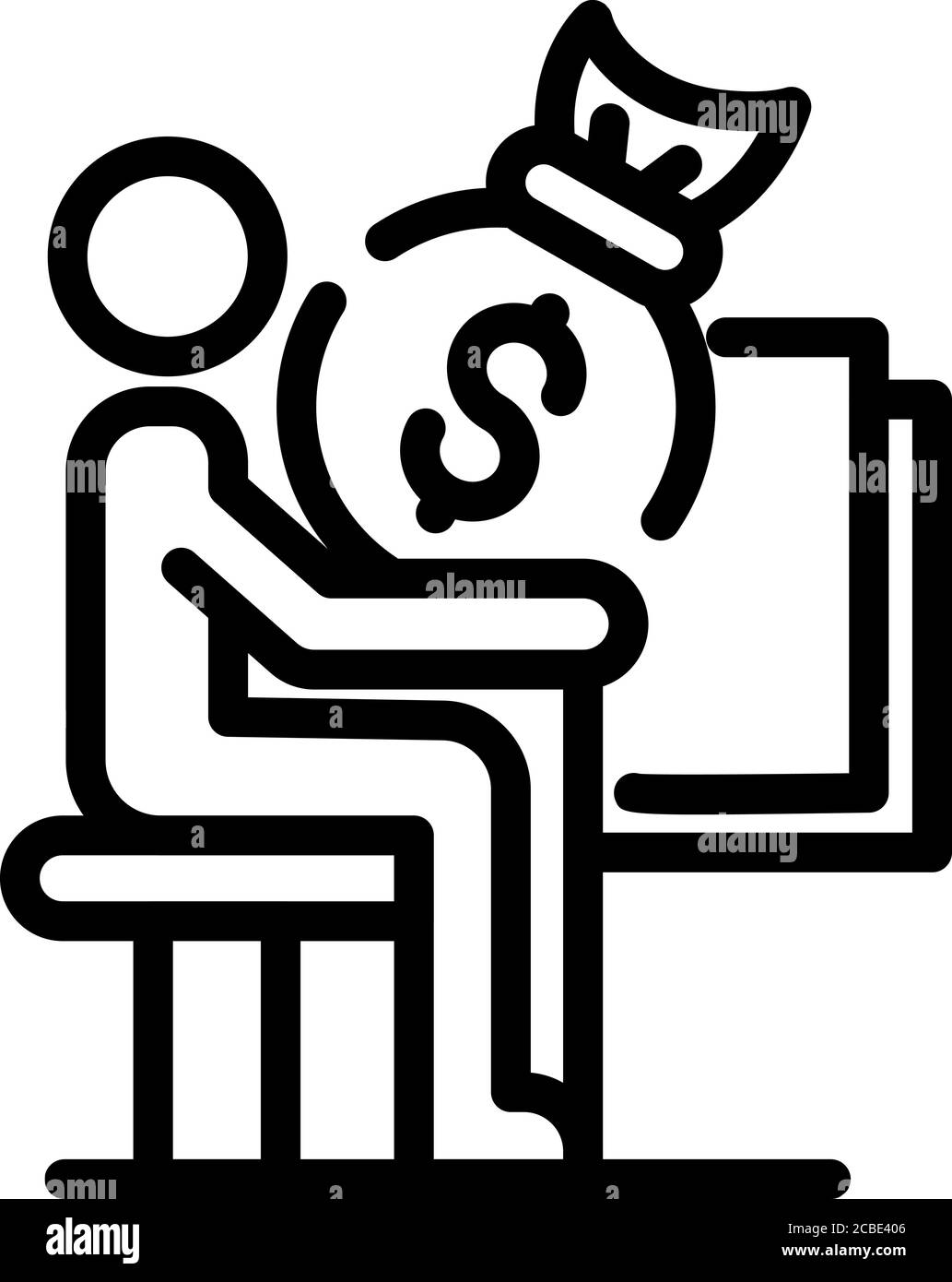 Mann Pension Ikone, Umriss Stil Stock Vektor