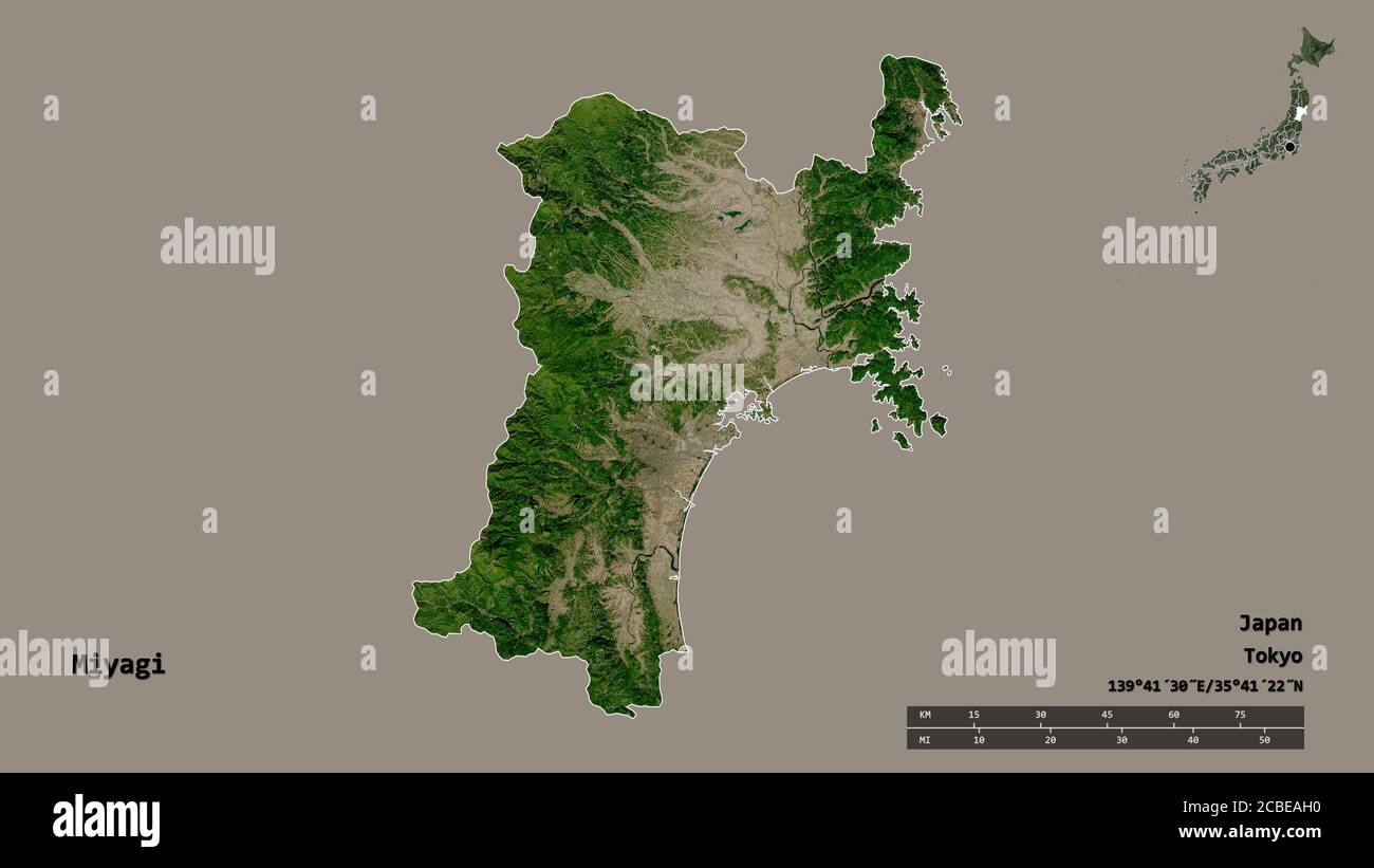 Form von Miyagi, Präfektur von Japan, mit seiner Hauptstadt isoliert
