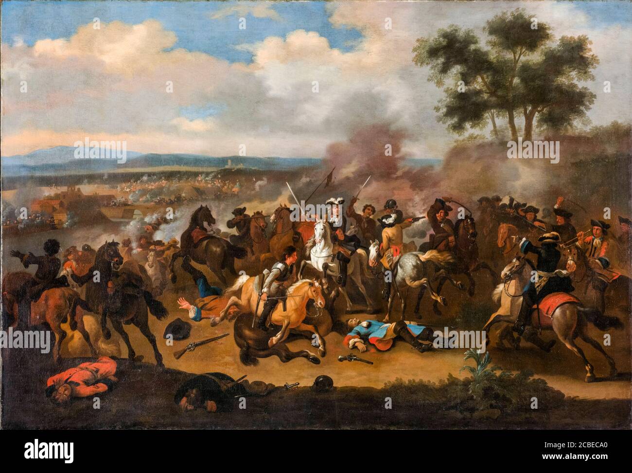 Die Schlacht an der Boyne, Irland, zwischen König James II. Und König Wilhelm III. Am 1. Juli 1690 (OS), Gemälde von Jan van Huchtenburg, 1690-1733 Stockfoto