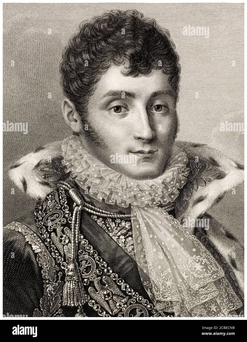 Jérôme-Napoléon Bonaparte (1784-1860), König von Westfalen, französischer Prinz, Kupferstich von Christian-Friedrich Muller und Johann Gotthard von Muller, vor 1816 Stockfoto