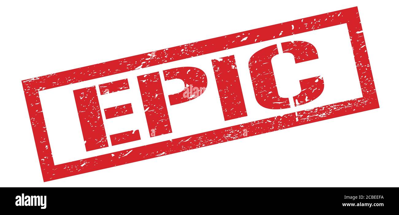 EPIC rot grungy Rechteck Stempel Zeichen. Stockfoto