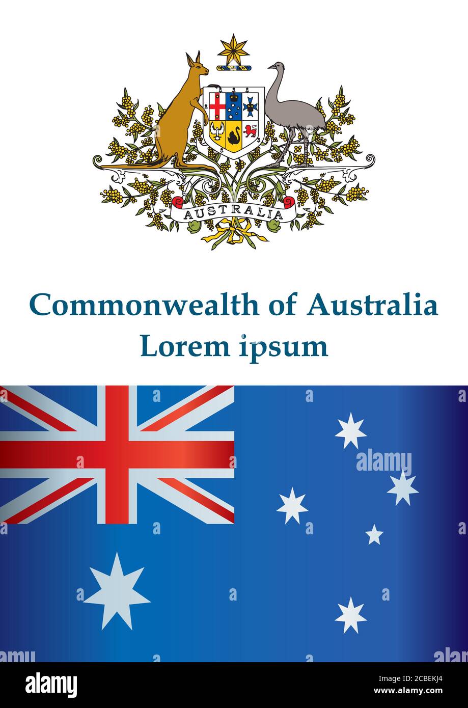 Flagge Australiens, Commonwealth of Australia. Vorlage für Award Design, ein offizielles Dokument mit der Flagge von Australien und andere Verwendungen. Stock Vektor