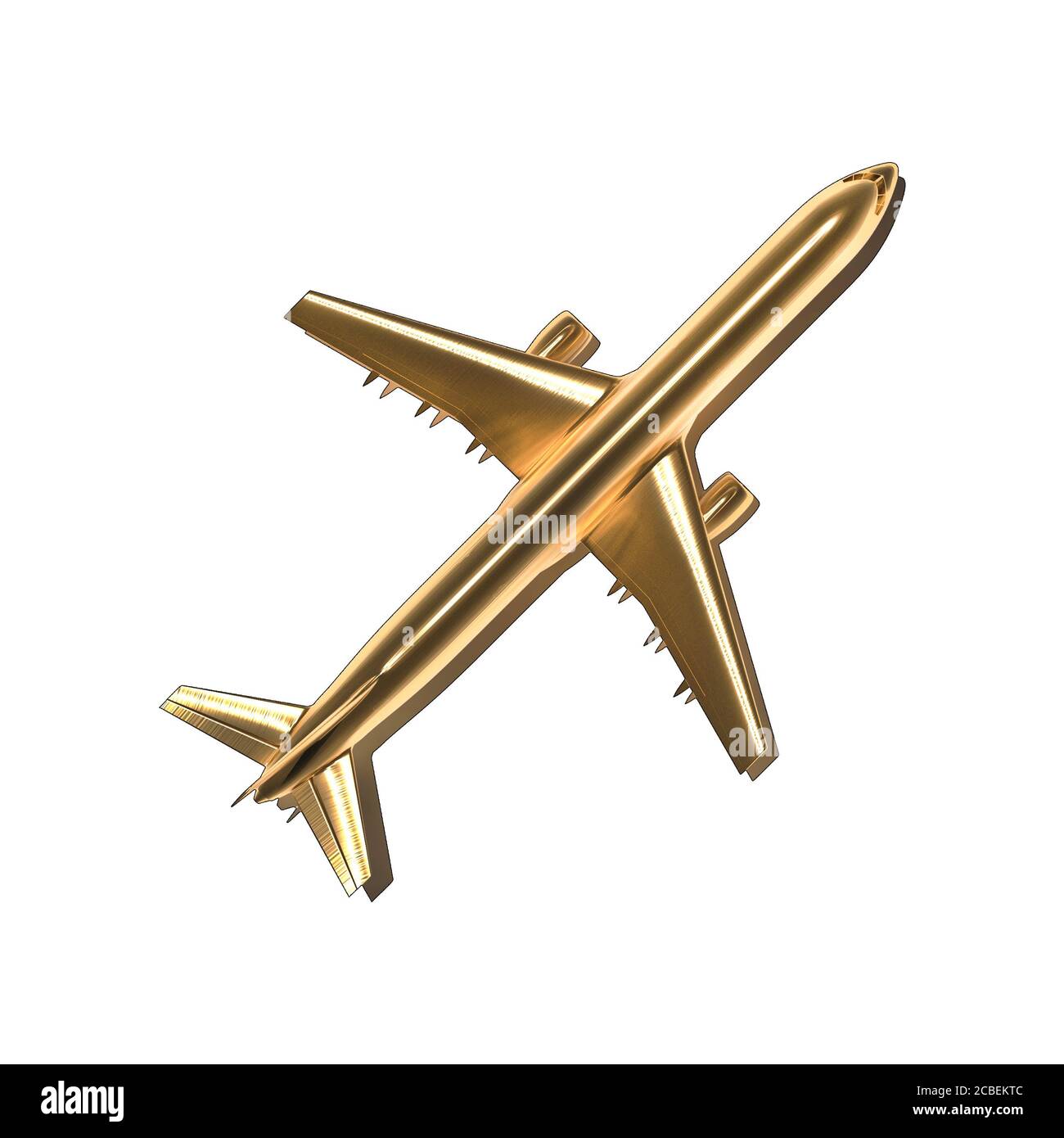 golden Flugzeug Flugzeuge isoliert auf weißem Hintergrund - Reisen und Flugbuchungskonzept - 3d-Illustration Stockfoto