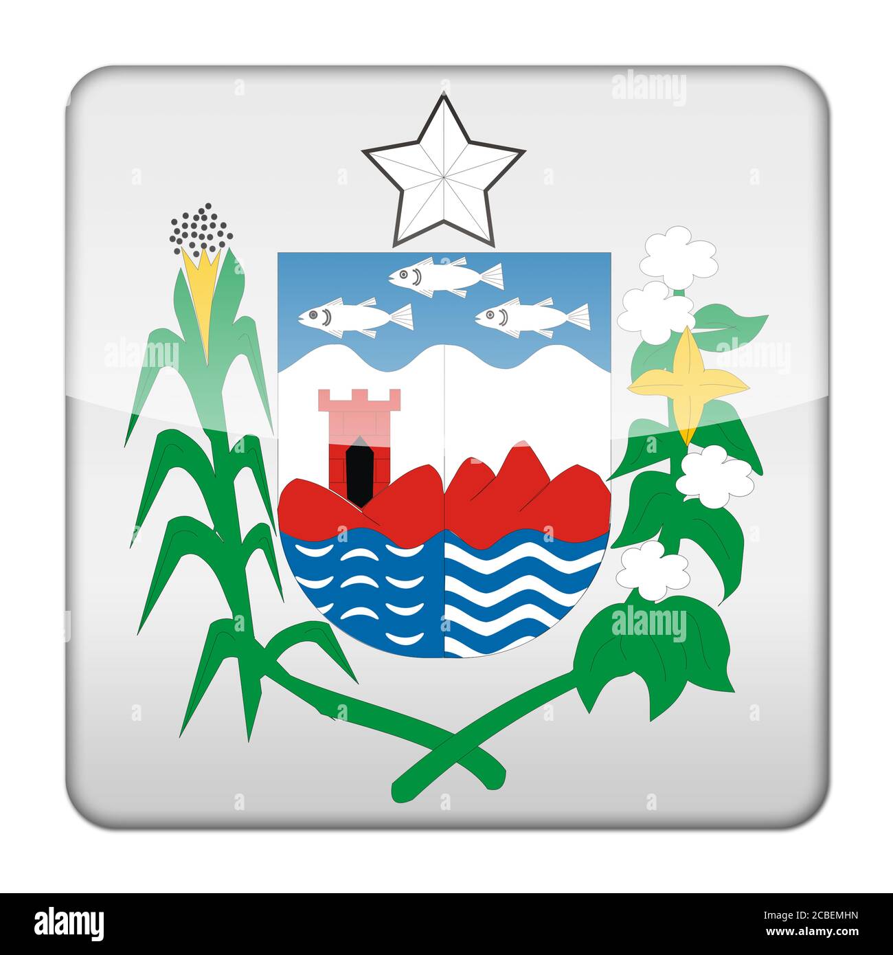 Glänzend Logo Symbol app Fahne Versiegeln des brasilianischen Bundesstaates Alagoas Stockfoto