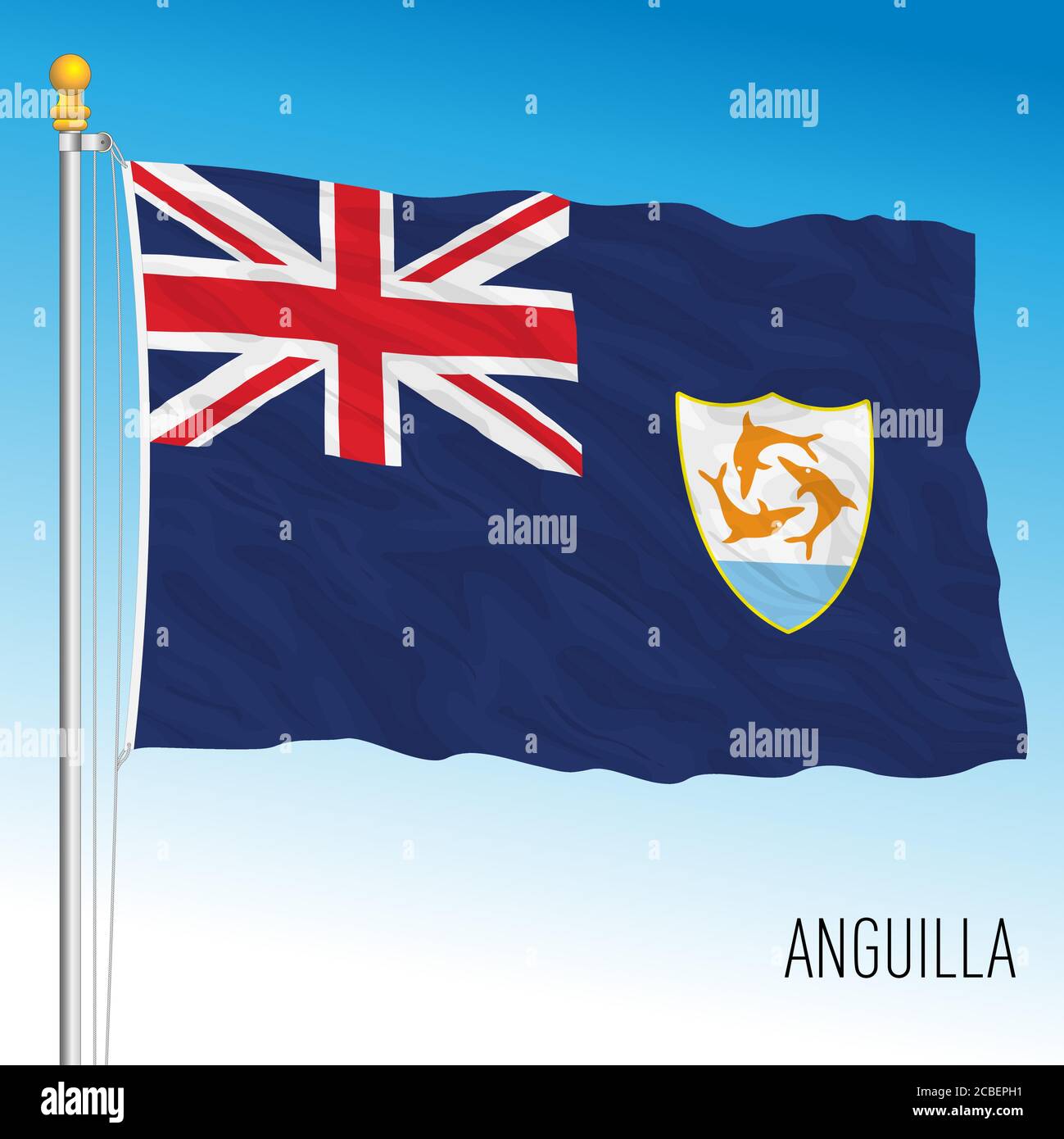 Anguilla britische Überseegebiet Flagge, Vektor-Illustration Stock Vektor