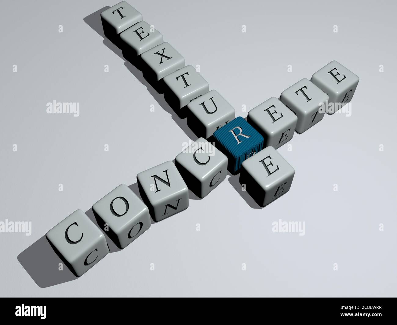BETON TEXTUR Kreuzworträtsel von Würfeln Buchstaben - 3D-Illustration Für Hintergrund und Wand Stockfoto