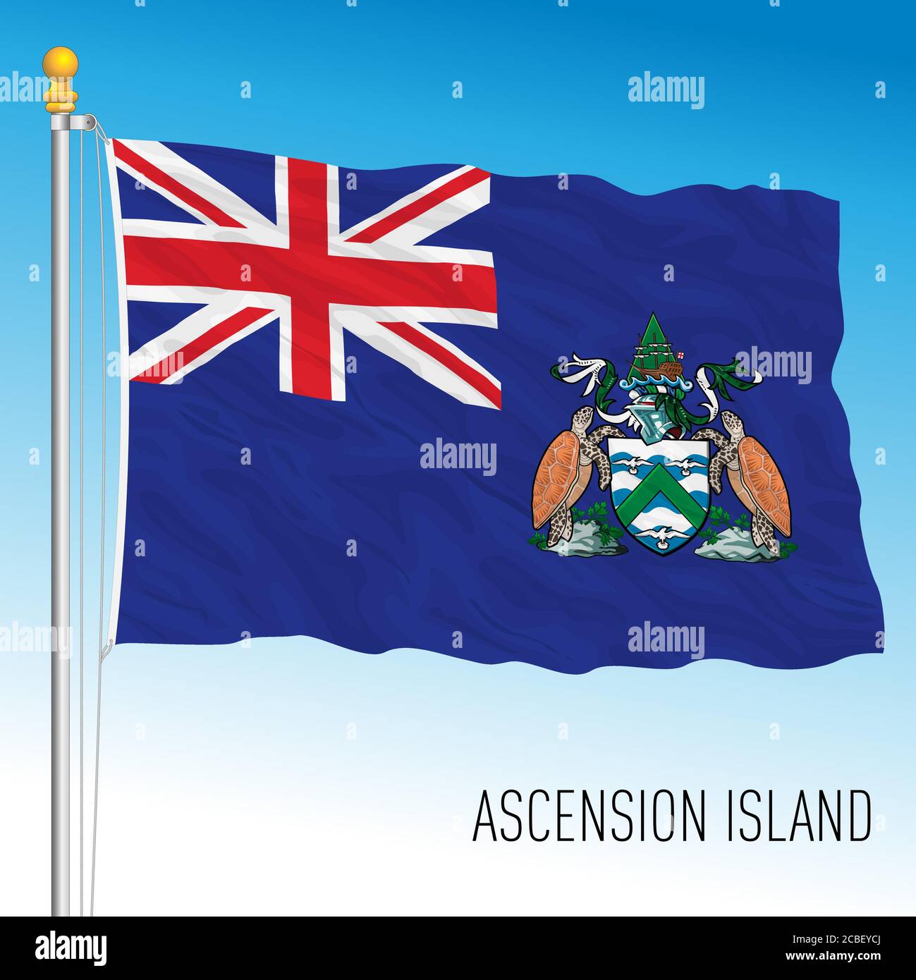 Ascension Island Flagge, britisches Territorium, Vektorgrafik Stock Vektor