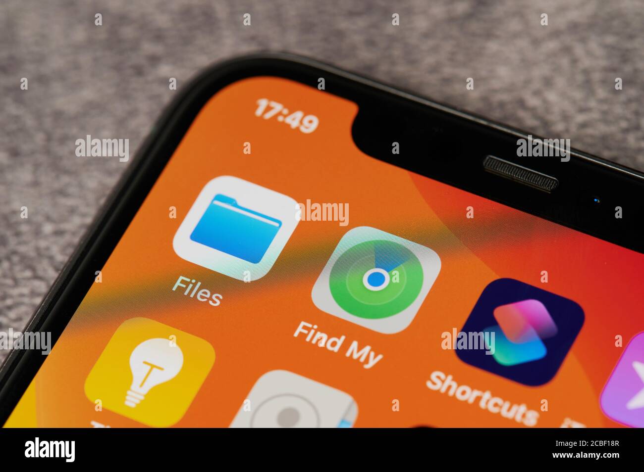 New york, USA - 12. august 2020: Apple Apps auf iphone Smartphone Makro Nahaufnahme im Bildschirm Stockfoto