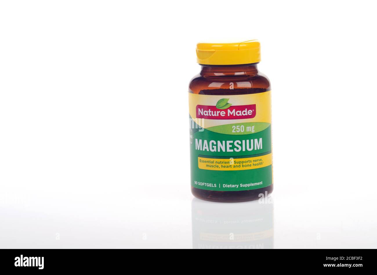 Magnesium 250 mg Ergänzungsflasche von Nature Made Stockfoto
