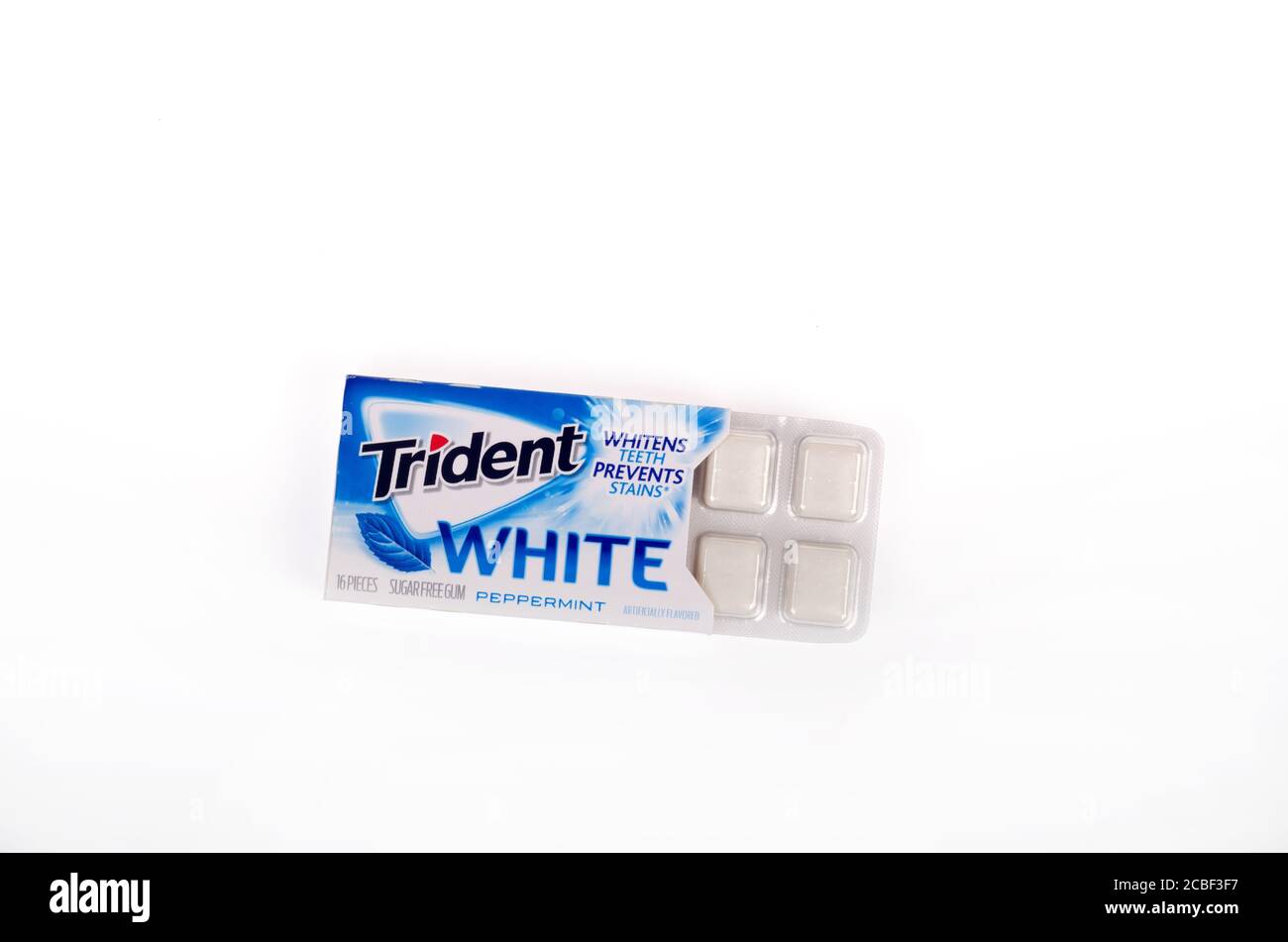Trident Peppermint zuckerfreies Gummipaket Stockfoto