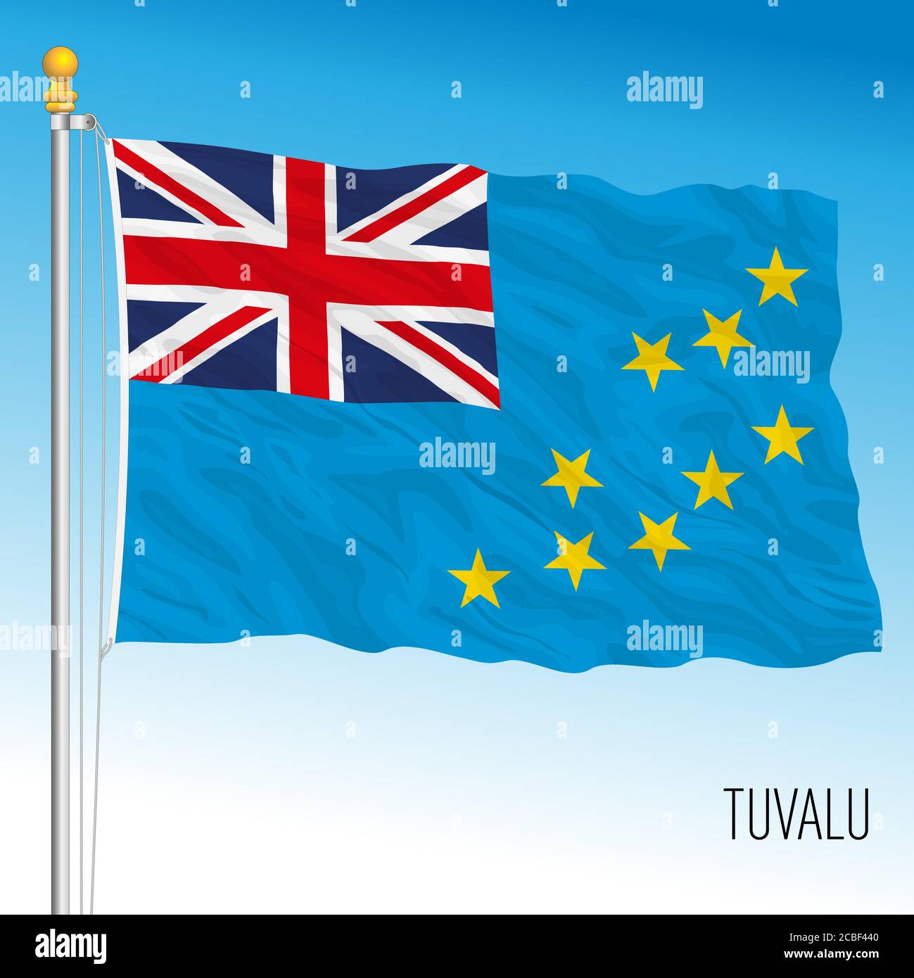 Tuvalu offizielle Nationalflagge, ozeanien, Vektor-Illustration Stock Vektor