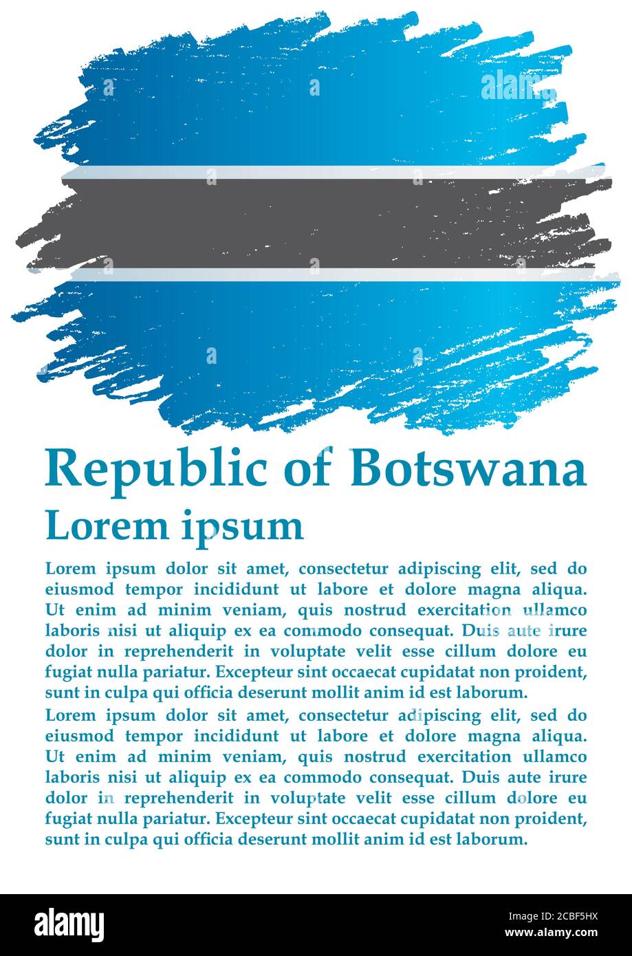 Flagge Botswanas, Republik Botswana. Vorlage für Award Design, ein offizielles Dokument mit der Flagge von Botswana. Helle, bunte Vektor illustratio Stock Vektor