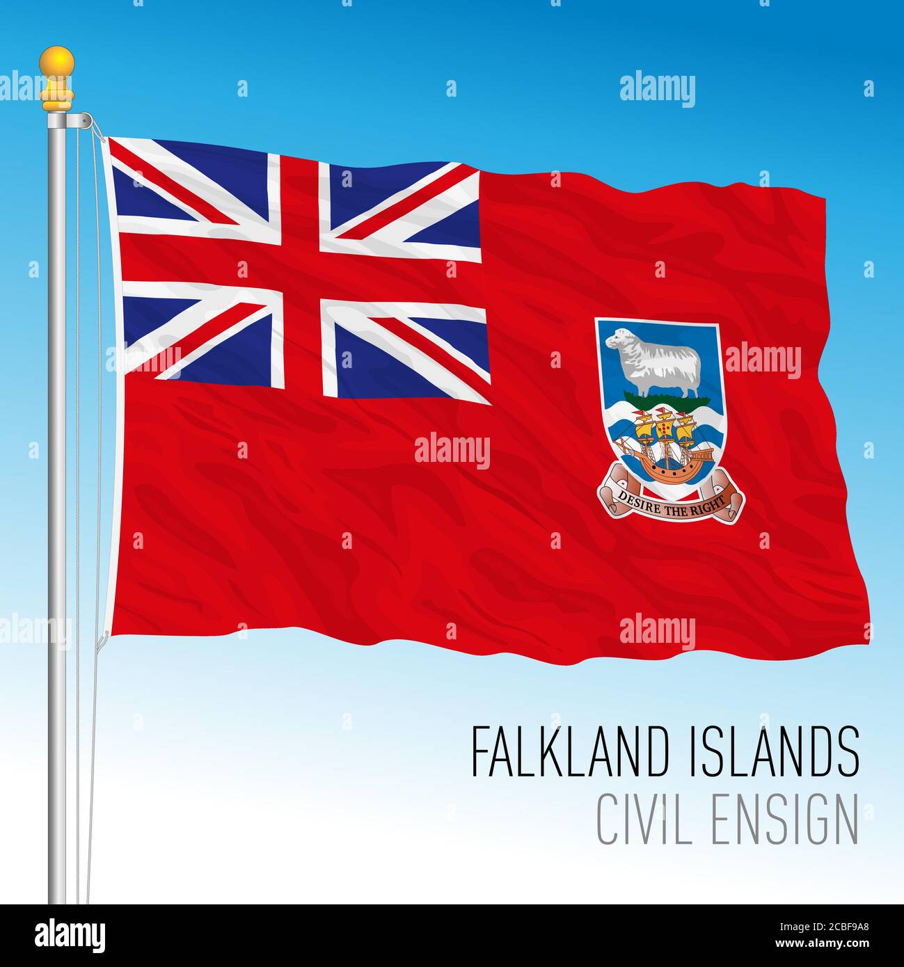 Falkland offizielle zivile Fähnchen Flagge, Südamerika, britisches Territorium, Vektor-Illustration Stock Vektor
