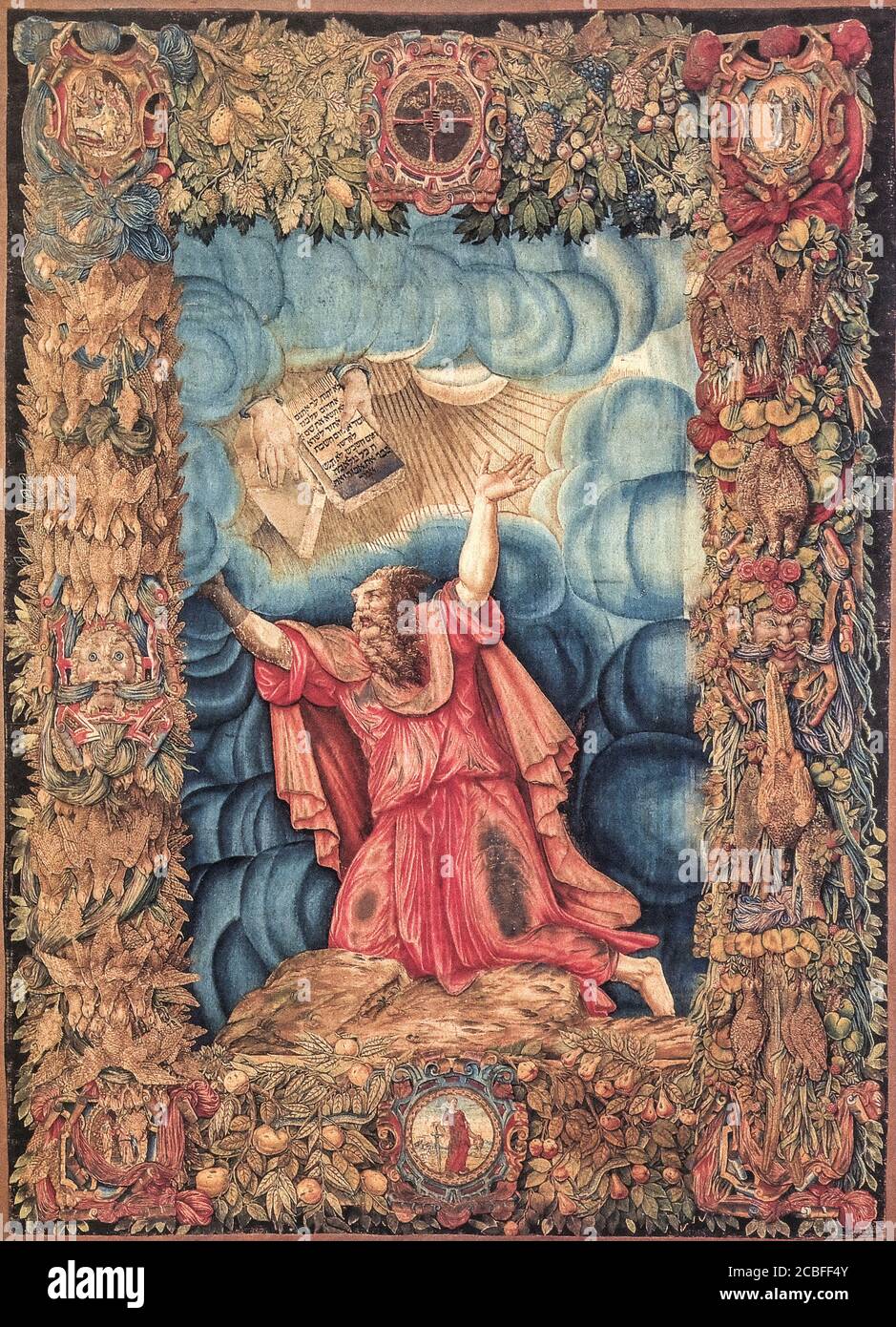 Italien Lombardei - Mailand - Dommuseum - Wandteppiche bildend Moses - Ferrarese Herstellung vielleicht von Nicola Karcher auf ausgeführt Eine Karikatur von Giulio Romano (um 1560) Stockfoto