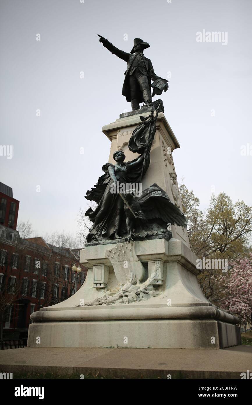 Generalmajor Comte Jean de Rochambeau Statue Stockfoto