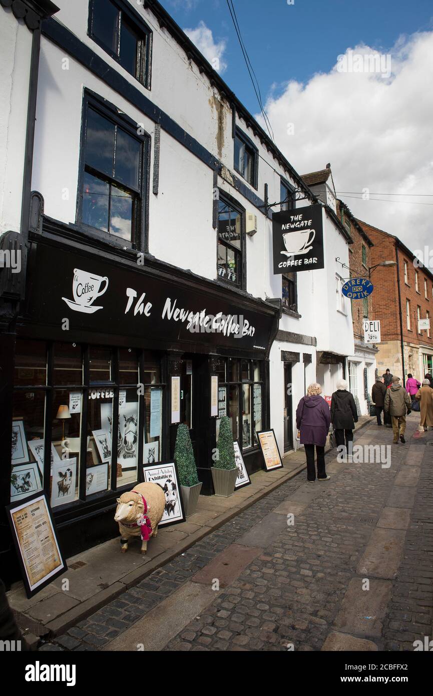Die Newgate Coffee Bar in der City of York, Yorkshire, England. Stockfoto