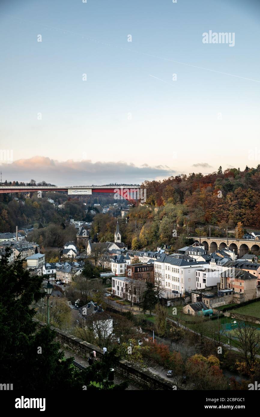 Blick Auf Die Großherzogin Charlotte Brücke In Luxemburg Stockfoto