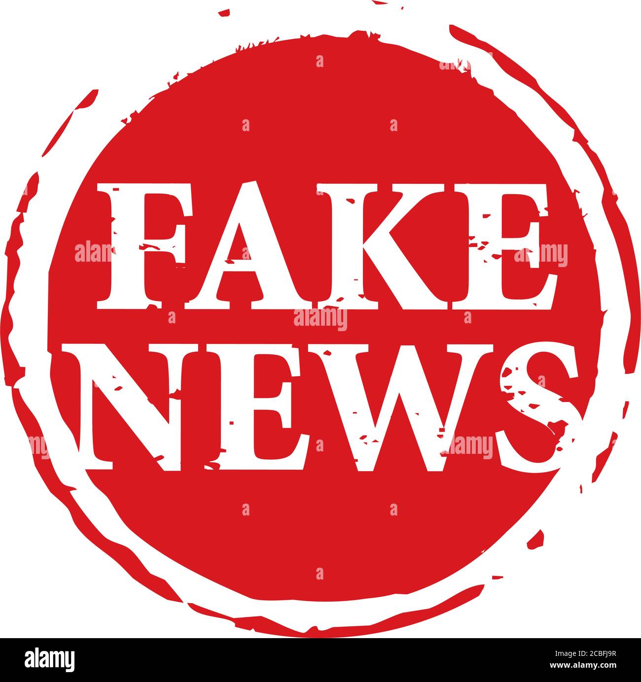 Roter Gummistempel und Text Fake News. Vektorgrafiken und Banner. Stock Vektor