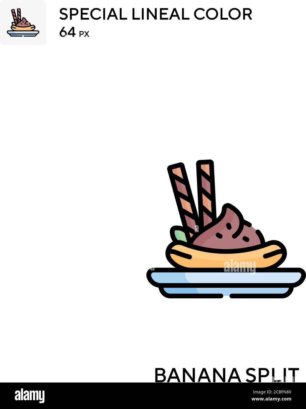 Einfaches Vektorsymbol für Bananensplits. Banana Split-Symbole für Ihr Geschäftsprojekt Stock Vektor