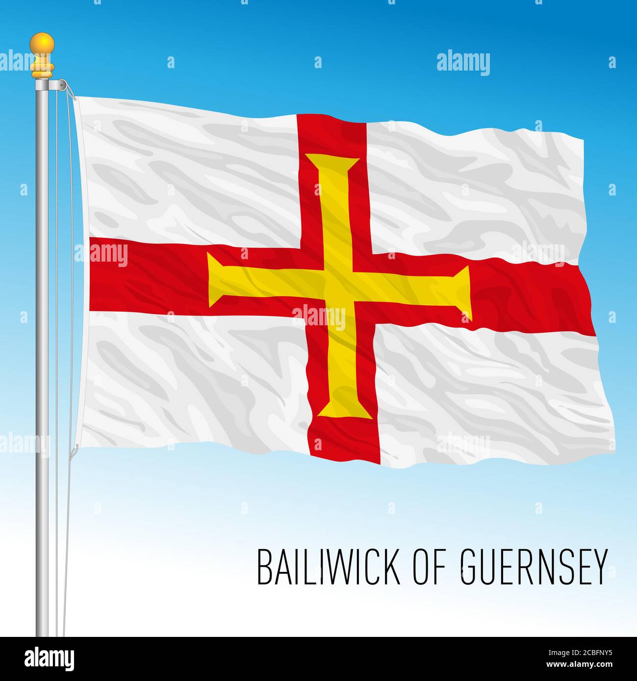 Bailiwick von Guernsey offizielle Nationalflagge, europäisches Land, Vektor-Illustration Stock Vektor