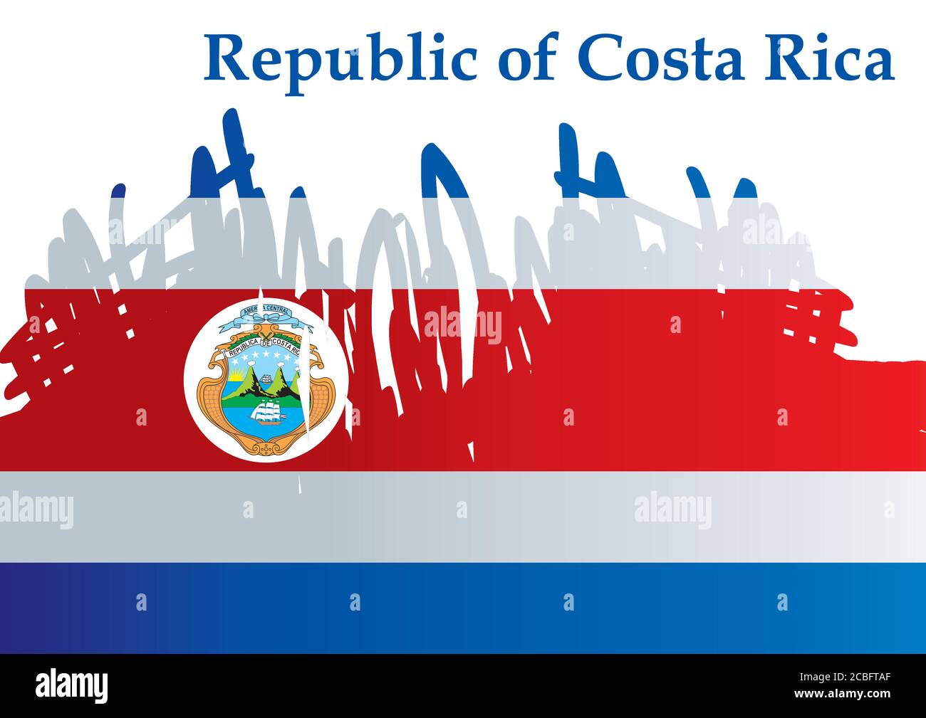 Flagge von Costa Rica, Republik Costa Rica. Vorlage für Award Design, ein offizielles Dokument mit der Flagge von Costa Rica. Stock Vektor