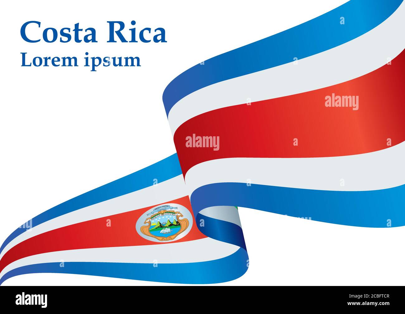 Flagge von Costa Rica, Republik Costa Rica. Vorlage für Award Design, ein offizielles Dokument mit der Flagge von Costa Rica. Stock Vektor