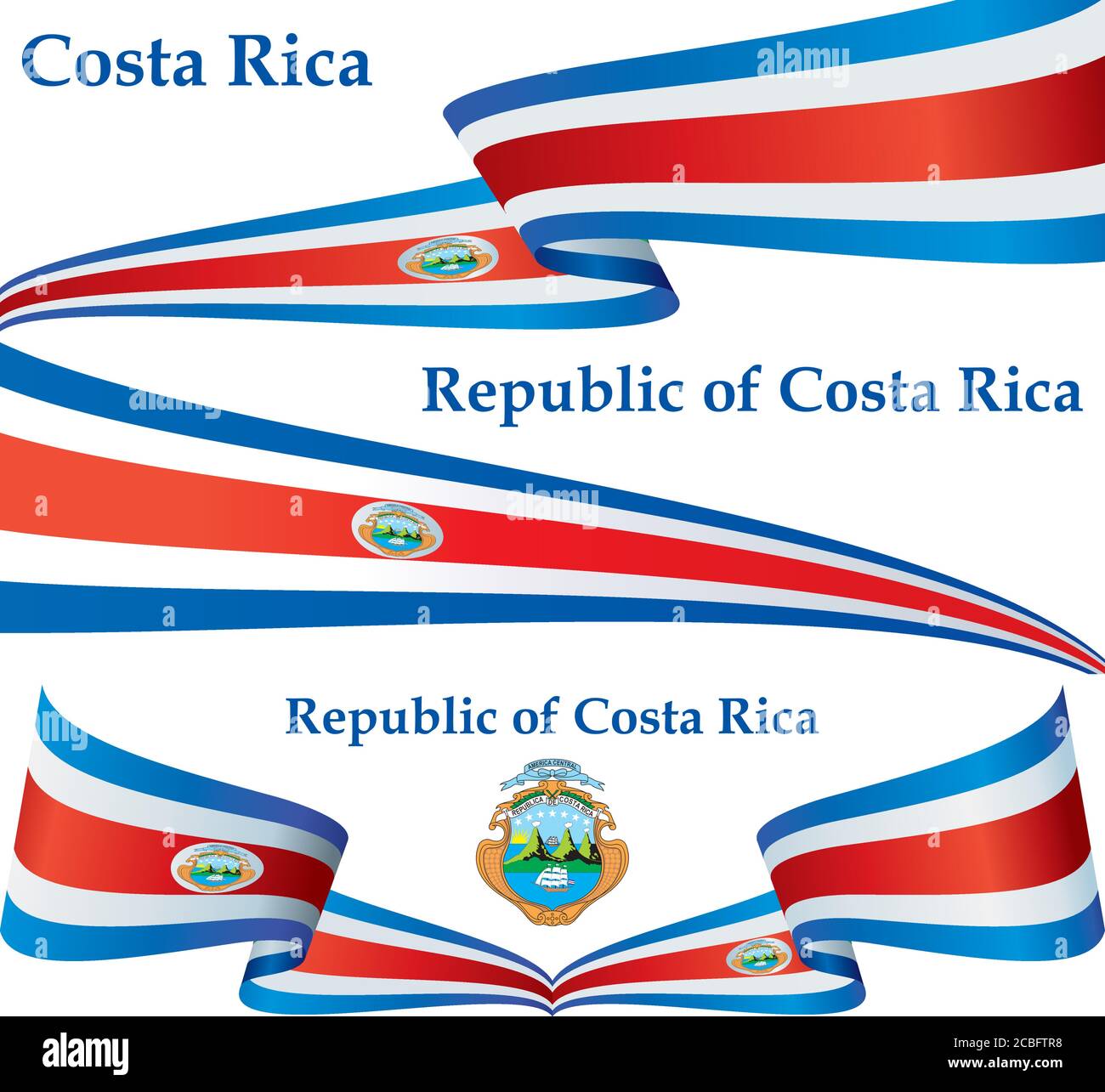 Flagge von Costa Rica, Republik Costa Rica. Vorlage für Award Design, ein offizielles Dokument mit der Flagge von Costa Rica. Stock Vektor