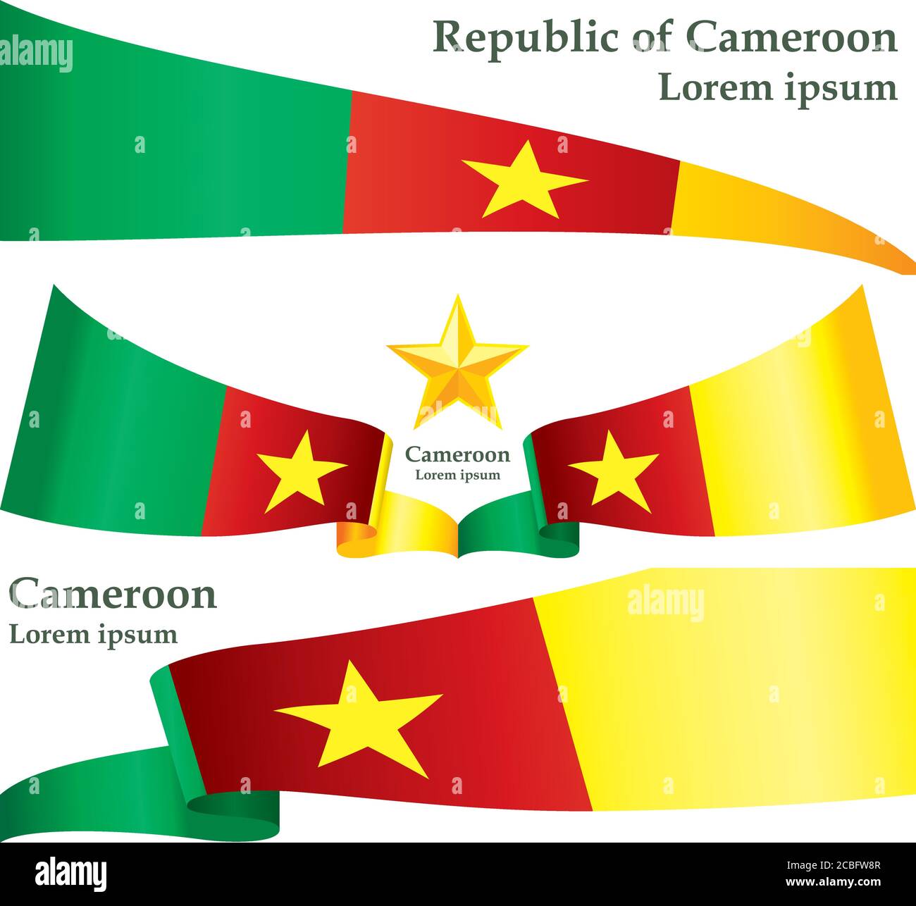 Flagge Kameruns, Republik Kamerun. Vorlage für Award Design, ein offizielles Dokument mit der Flagge von Kamerun. Stock Vektor