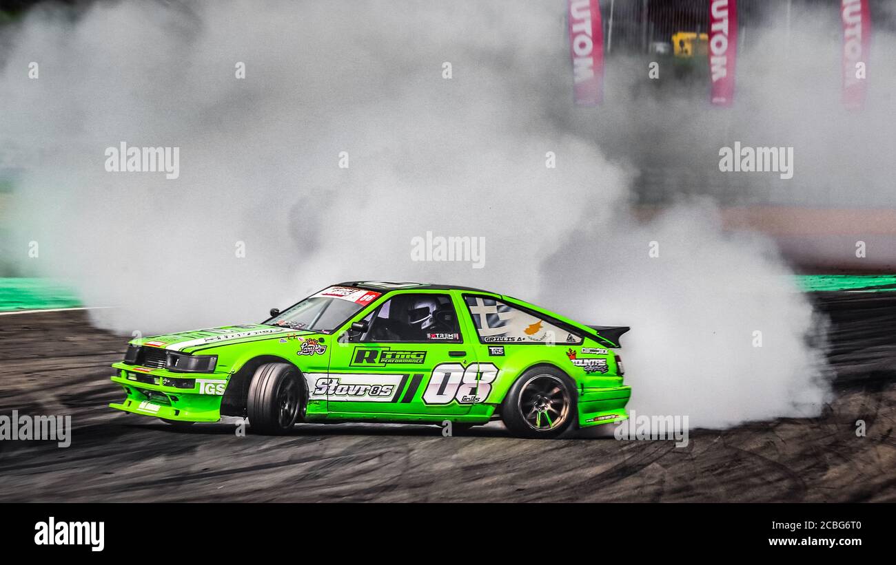 Oschersleben, 30. August 2019: Der griechische Rennfahrer Stavros Grillis fährt den Toyota Corolla AE86 während der Drift Kings International Stockfoto