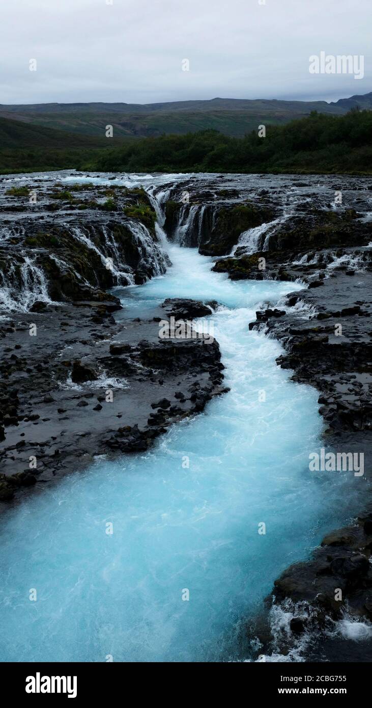 Bruarfoss, 'Islands bluester Wasserfall' Stockfoto