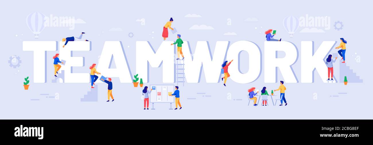 Teamwork-Illustration, Teamwork-Kommunikation und Partnerschaft Stock Vektor