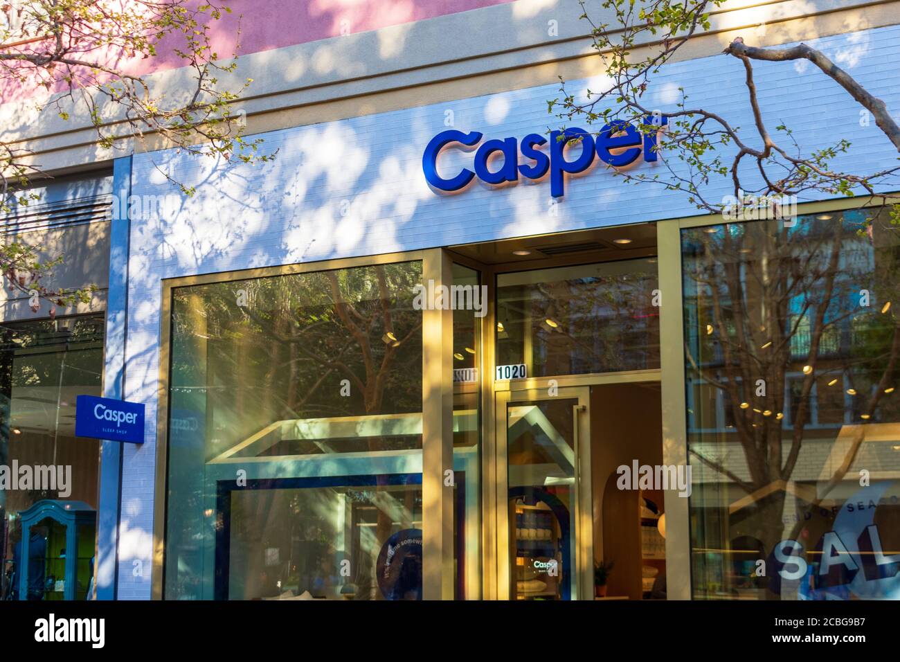 Casper Zeichen auf Casper Sleep Store. Casper Sleep ist ein amerikanisches E-Commerce-Unternehmen, das Schlafprodukte online und im Einzelhandel verkauft - San Jose, Stockfoto